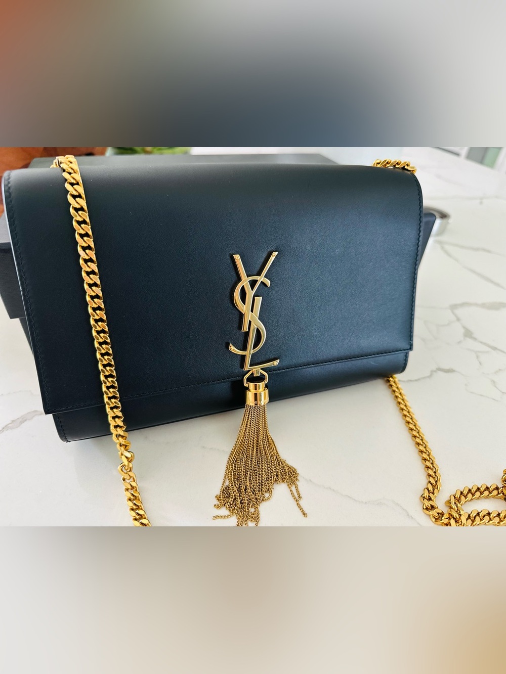 Saint Laurent Kate Medium Chain Bag, Leather Crossbody with Gold Tassel - Picture 2 of 14